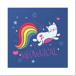 Meowgical Magical Rainbow Kitty Cat Unicorn 1 Posters and Art